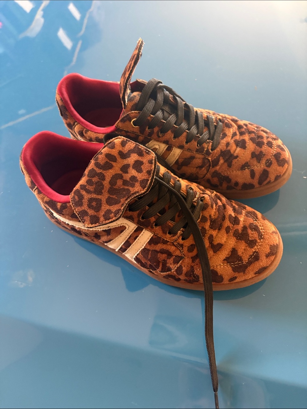 Steve Madden Leopard-Print Sneakers with Red Lining